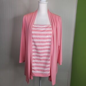 Bob Mackie Wearable Art Sequin Tank and Jacket Set Turquoise Pink Size Medium